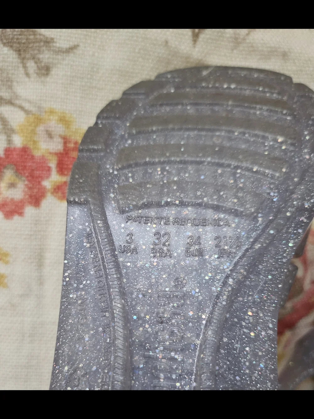 Mini Melissa Possesion Girls' Silver Glitter Jelly Sandals